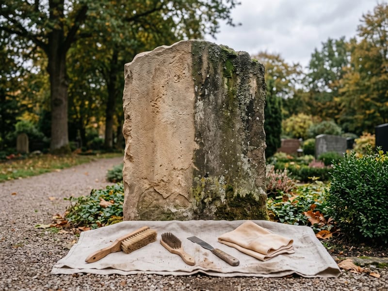 Aufgearbeitetes historisches Grabmal aus Naturstein